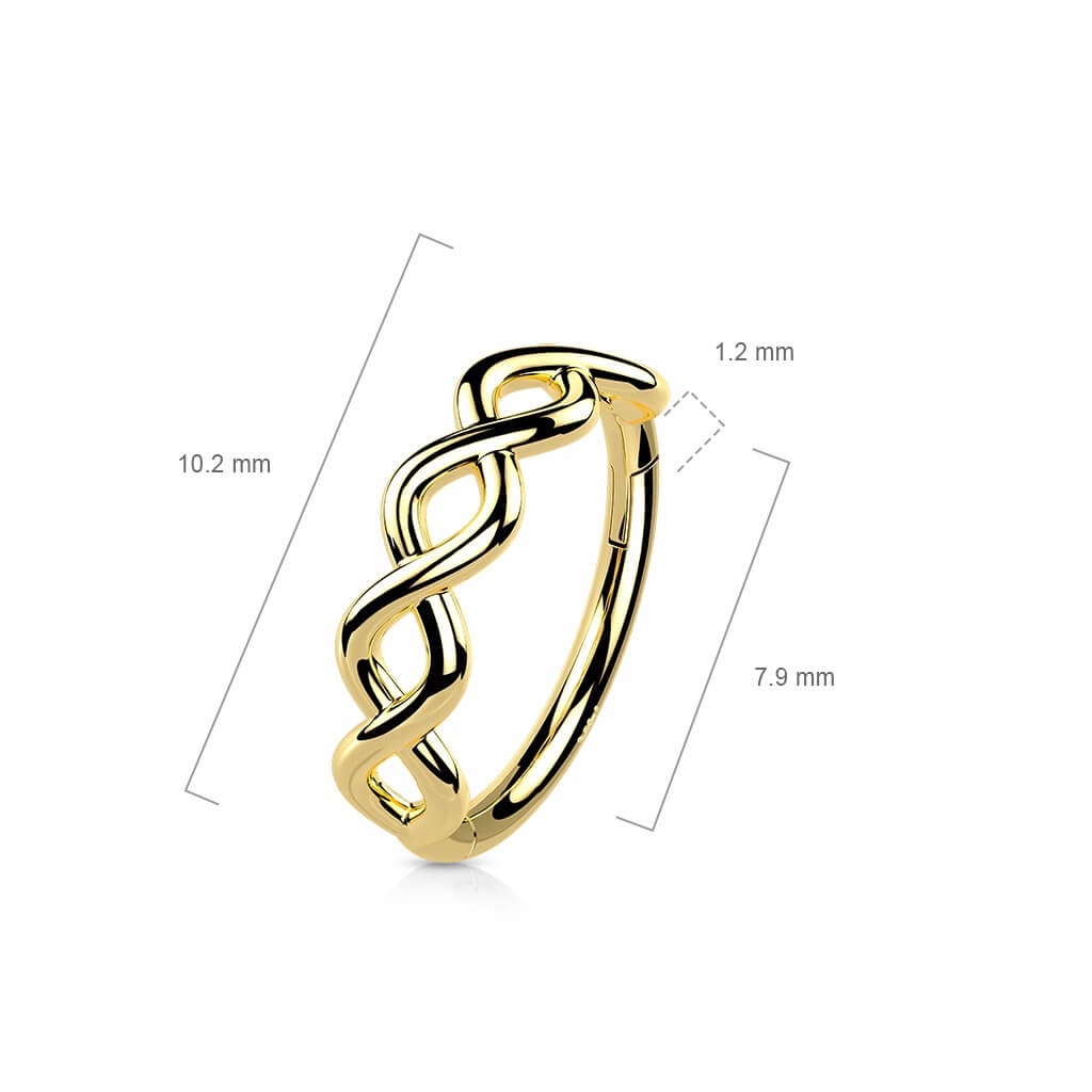 Oro 14 kt Anello Piercing Simbolo infinito Clicker