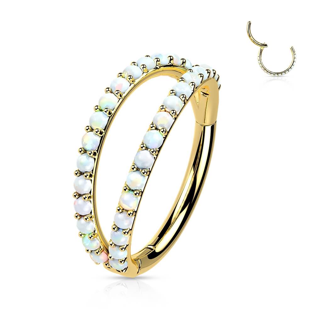 Solid Gold 14 Carat Ring Zirconia Clicker