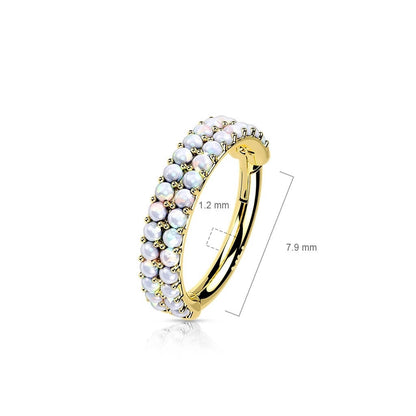 Solid Gold 14 Carat Ring Opal Clicker