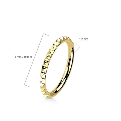 Solid Gold 14 Carat Ring Pyramid Cut Clicker