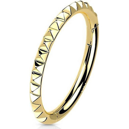 Oro 14kt Anillo Corte pirámide Clicker