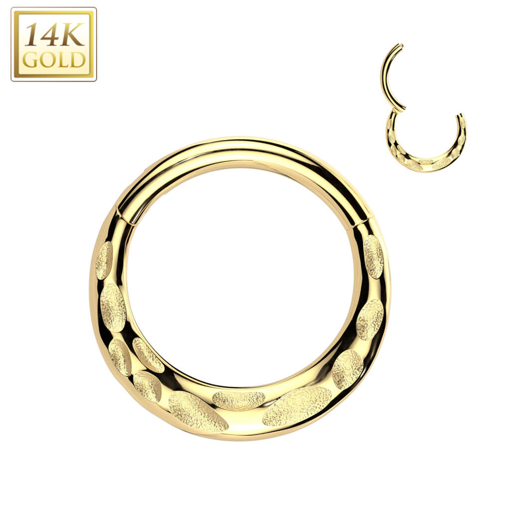 Solid Gold 14 Carat Ring engraved Clicker