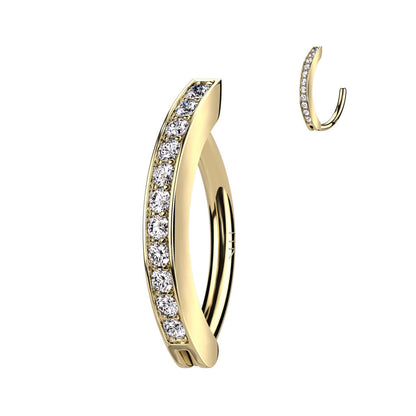 Or 14kt Piercing Nombril Zircone Inversé Cliqueur