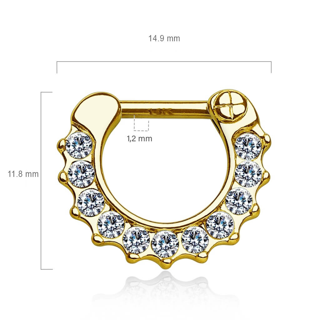 Oro 14 kt Piercing Septum  Zirconi Clicker