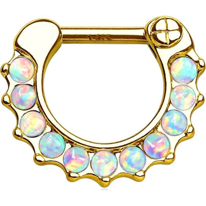 Oro 14kt Septum Piercing Ópalo recto Clicker