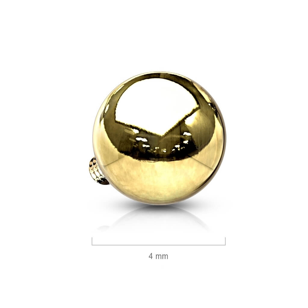 Solid Gold 14 Carat dermal anchor top ball Internally Threaded