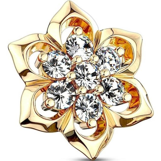 Oro 14kt Circonita Flor Rosca interna