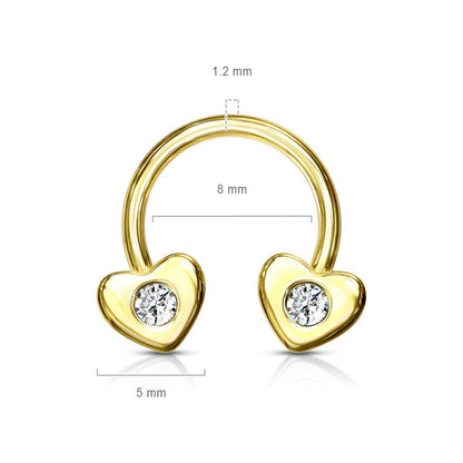 Hufeisen Piercing Herz Zirkonia Gold