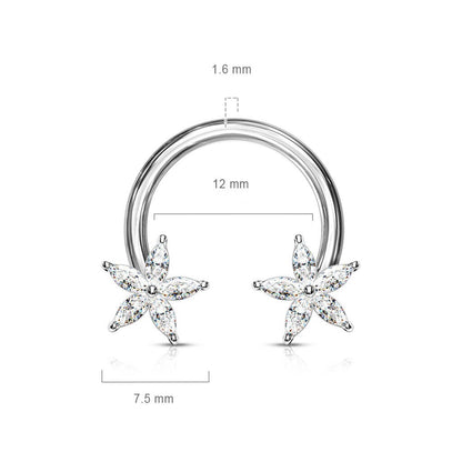 Hufeisen Piercing Blume Zirkonia