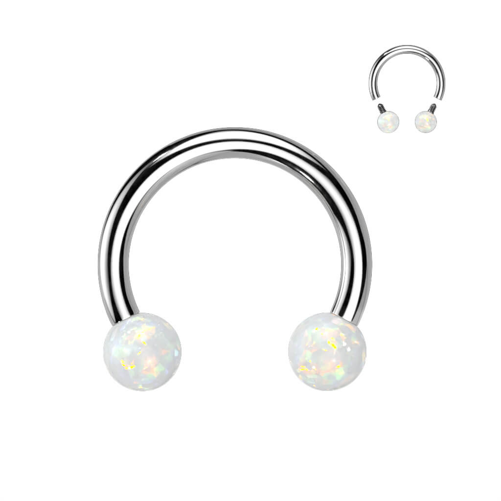 Hufeisen Piercing Kugel Opal