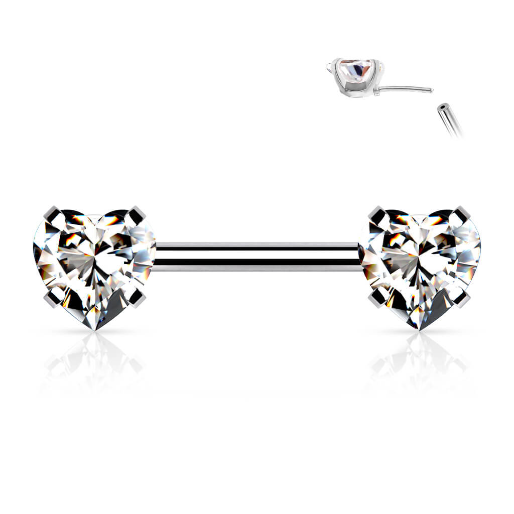 Piercing Capezzolo Zirconi a forma di cuore Push-In