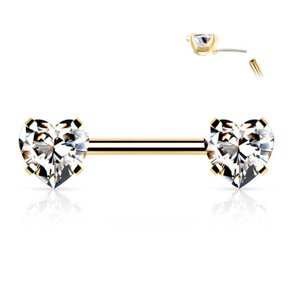 Piercing Capezzolo Zirconi a forma di cuore Push-In