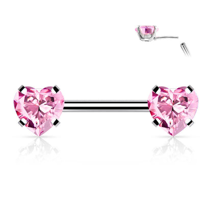 Piercing Capezzolo Zirconi a forma di cuore Push-In