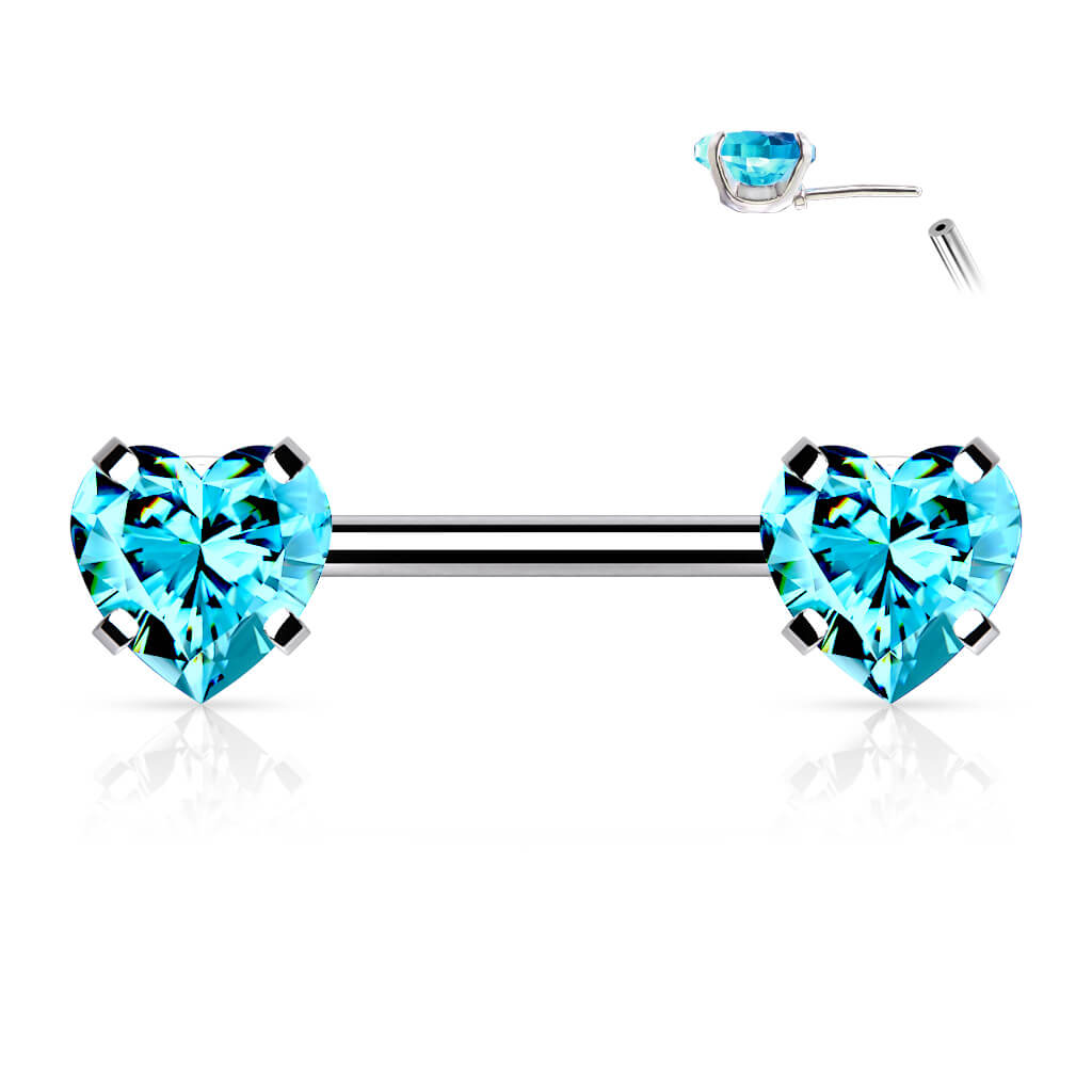 Piercing Capezzolo Zirconi a forma di cuore Push-In