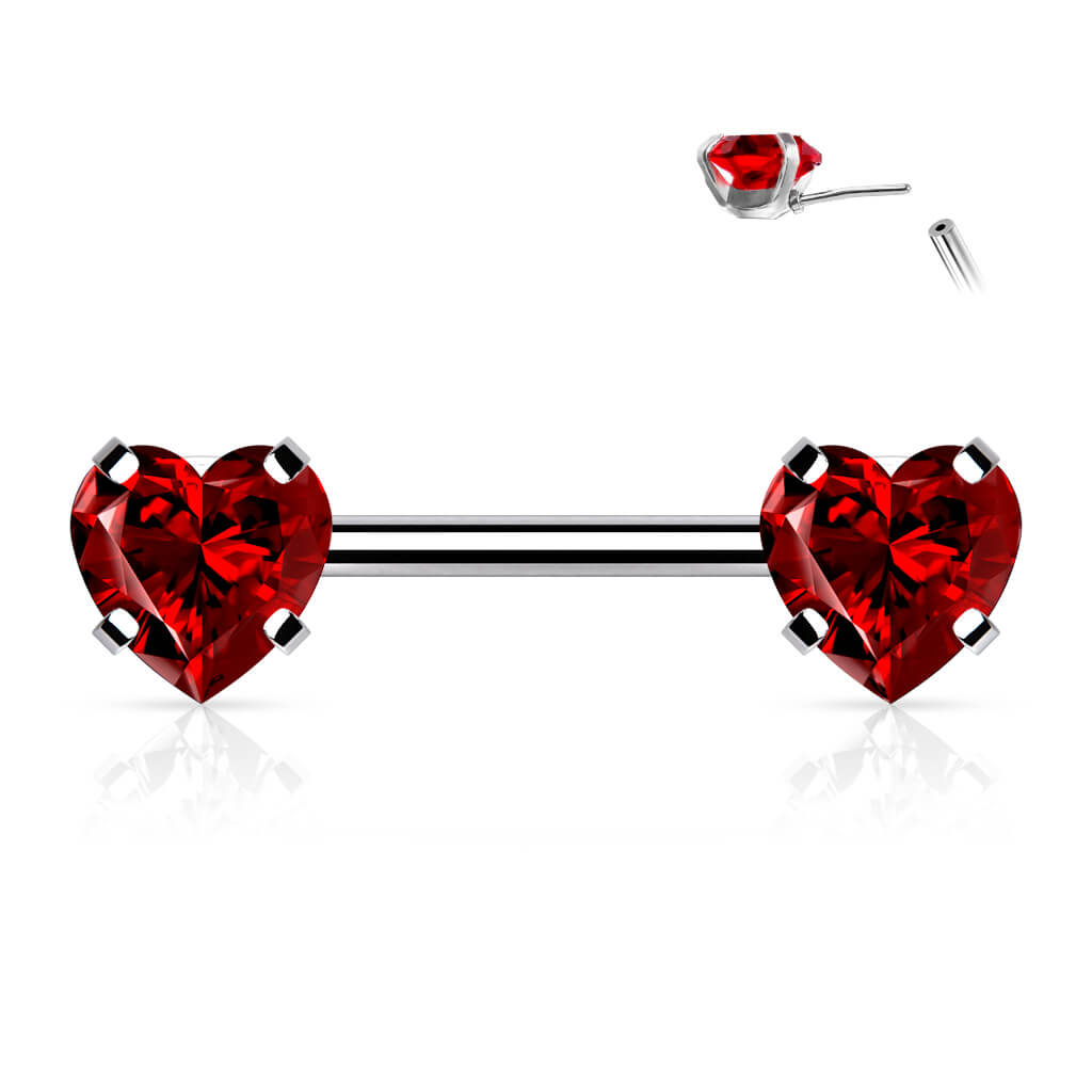 Piercing Capezzolo Zirconi a forma di cuore Push-In