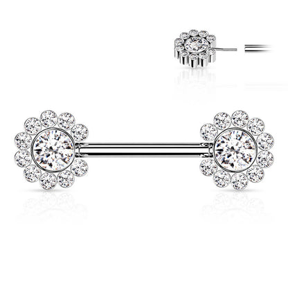 Nippelpiercing Blume Zirkonia Push-In