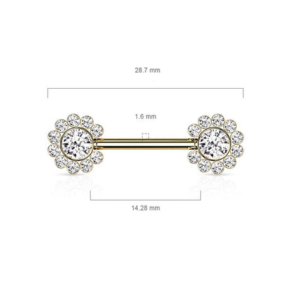 Nippelpiercing Blume Zirkonia Push-In