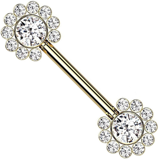 Nipple Piercing Flower Zirconia Push-In