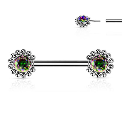 Nipple Piercing Flower Zirconia Push-In