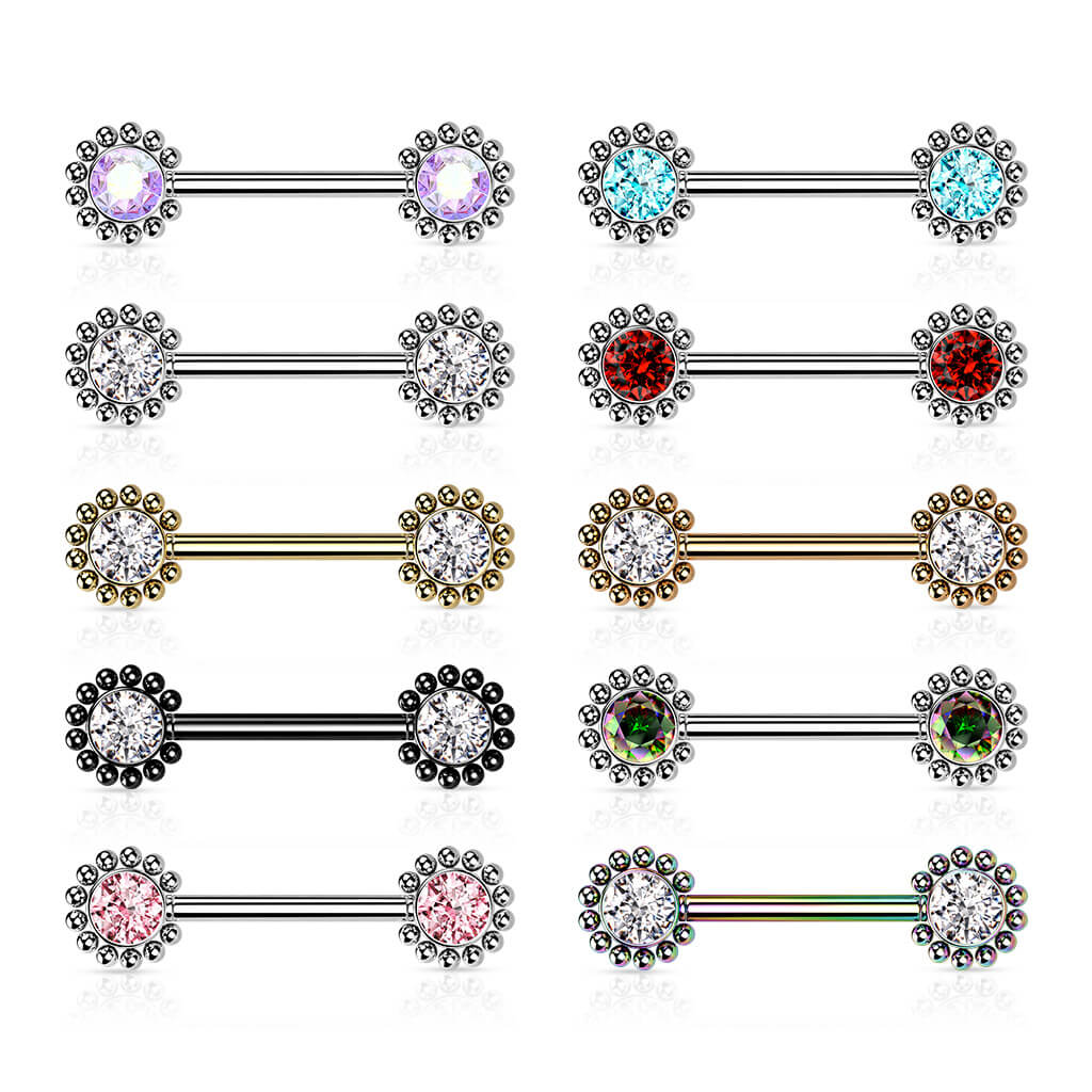 Nipple Piercing Flower Zirconia Push-In