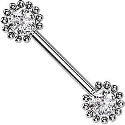 Nipple Piercing Flower Zirconia Push-In