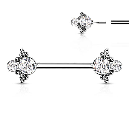 Nipple Piercing 4 Zirconia Push-In