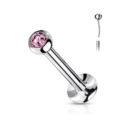 Labret Sfera d´argento con zirconi Push-In