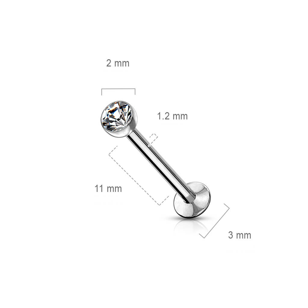 Labret Kugel Zirkonia Silber Push-In