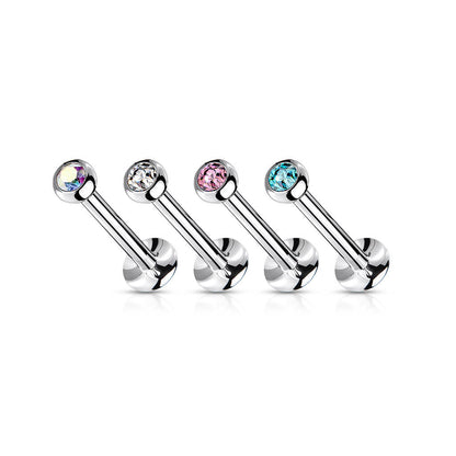 Labret Sfera d´argento con zirconi Push-In