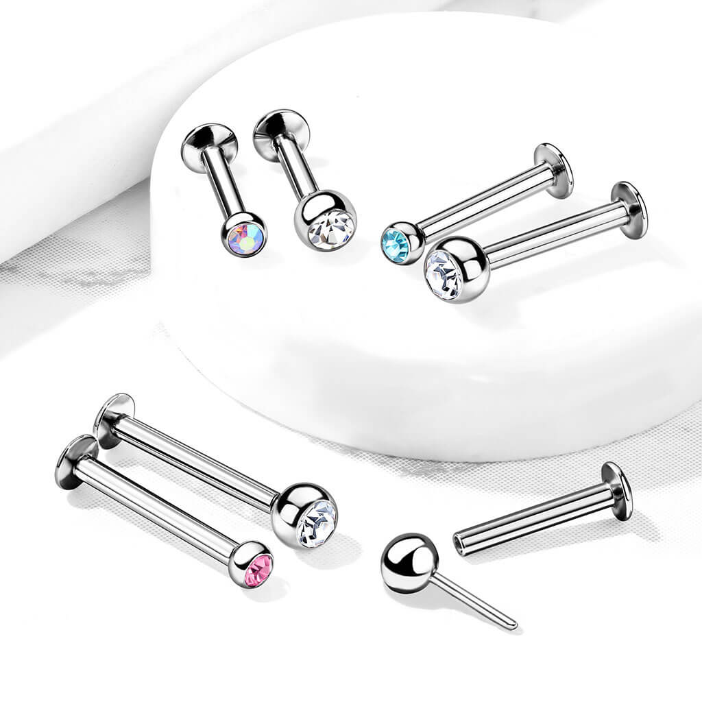 Labret Ball Zirconia Silver Push-In