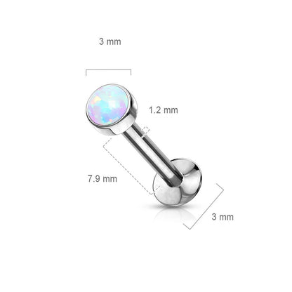 Labret Opale Ronde Argent