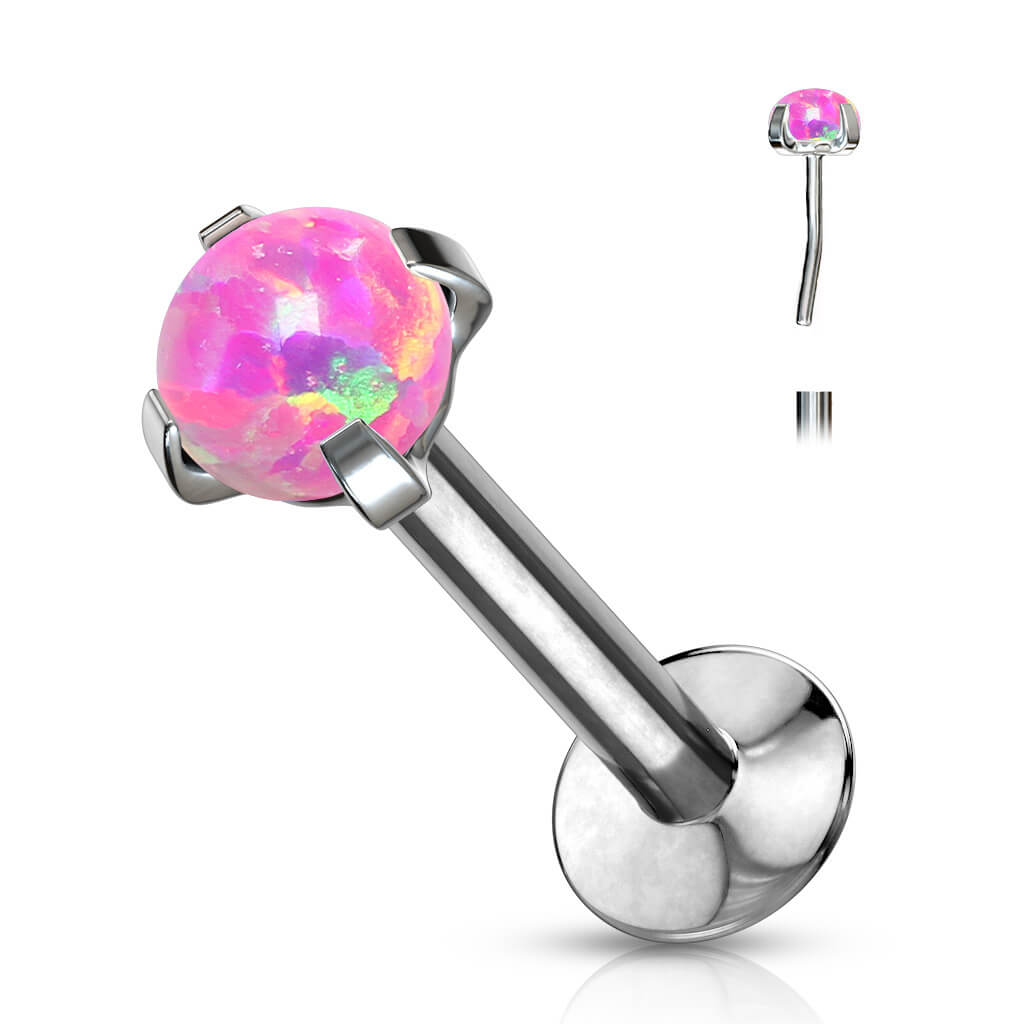 Labret Opale Rotondo e base d´argento