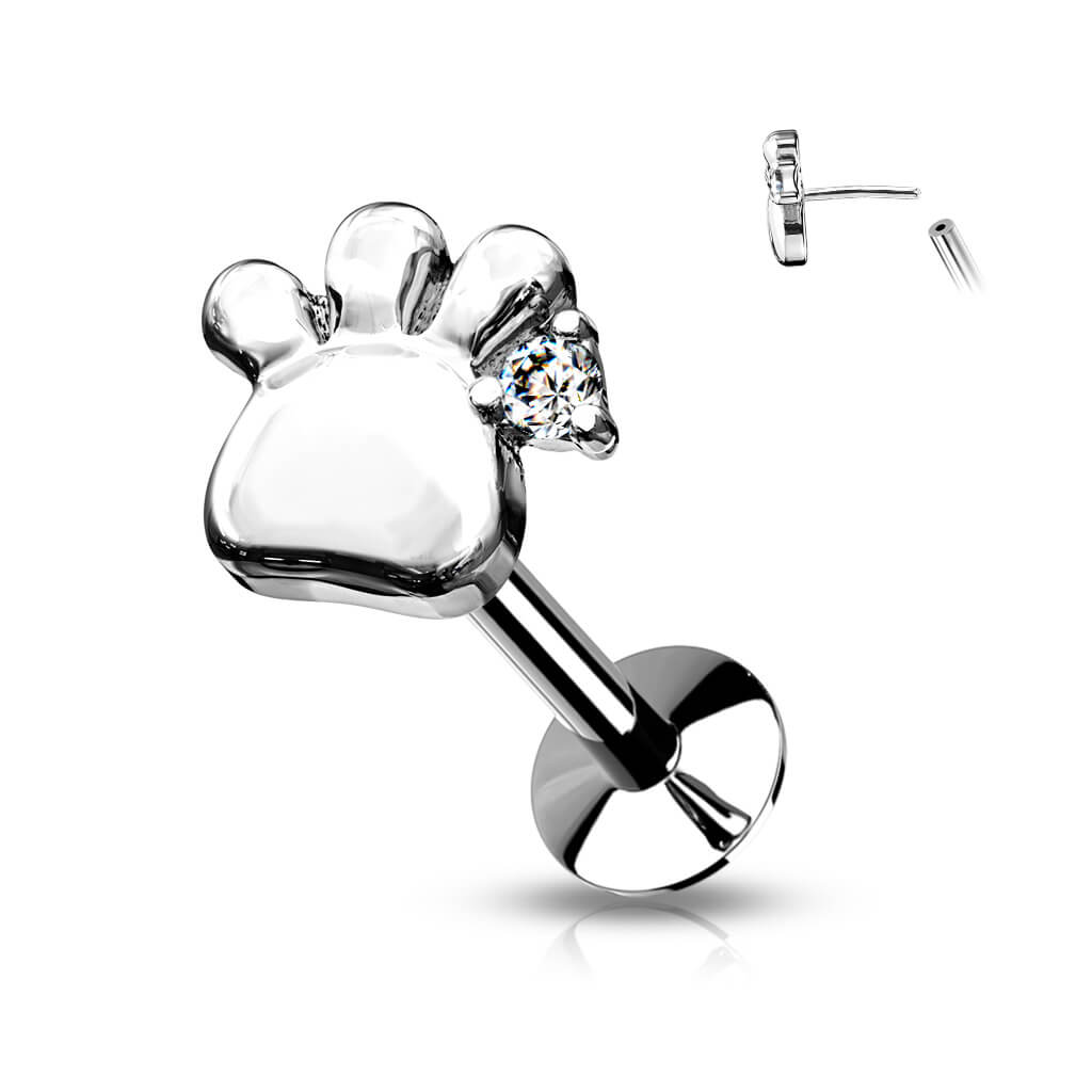 Labret Paw Zirconia Push-In