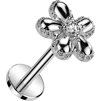 Labret fleur zirconia Enfoncer