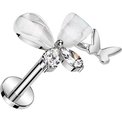 Labret zircone supérieure papillon Enfoncer