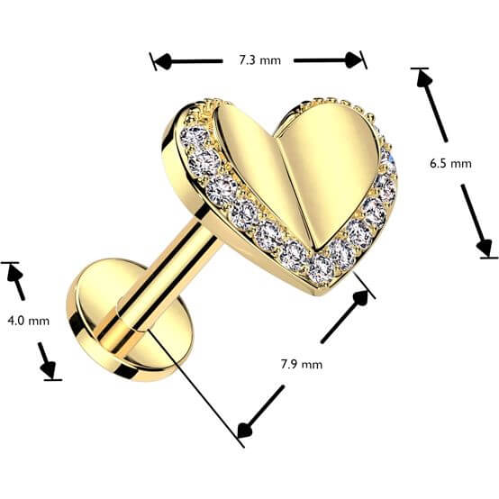 Labret zircone cœur Enfoncer