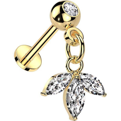 Labret pendentif feuille marquise zirconia Enfoncer