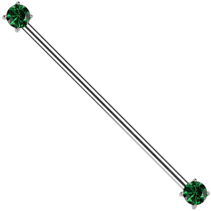 Titanium Industrial Barbell prong setting zirconia Push-In