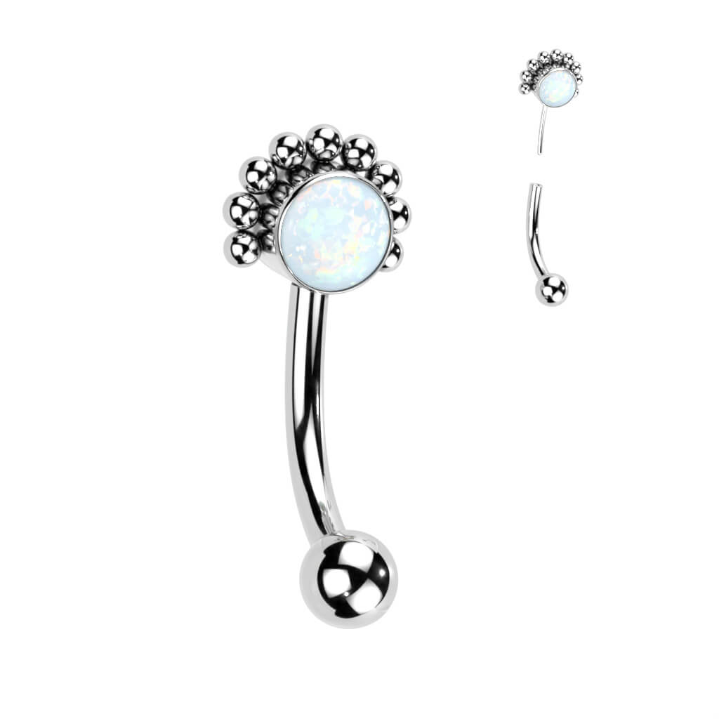 Titanio Piercing Sopracciglio Zircone / Opale e Argento Push-In