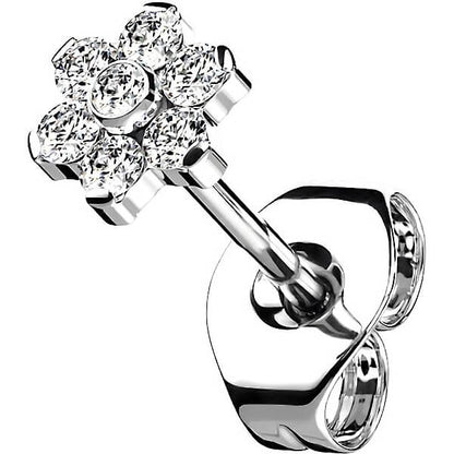 Titane Bouton d'Oreille Fleur Zircone