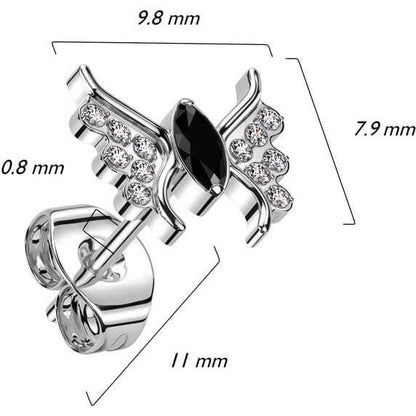 Titane Boucle d'Oreille Papillon Zircone Enfoncer