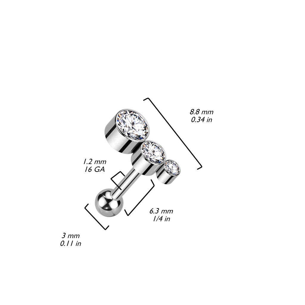 Titanio Barbell Zirconi, Opali e Argento Push-In