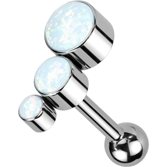 Titan Barbell Zirkonia Opal Silber Push-In