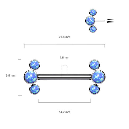 Titan Nippelpiercing 3 Opal Push-In