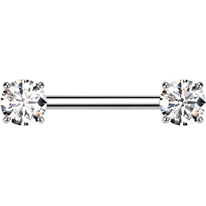 Titanium Barbell prong setting zirconia Push-In