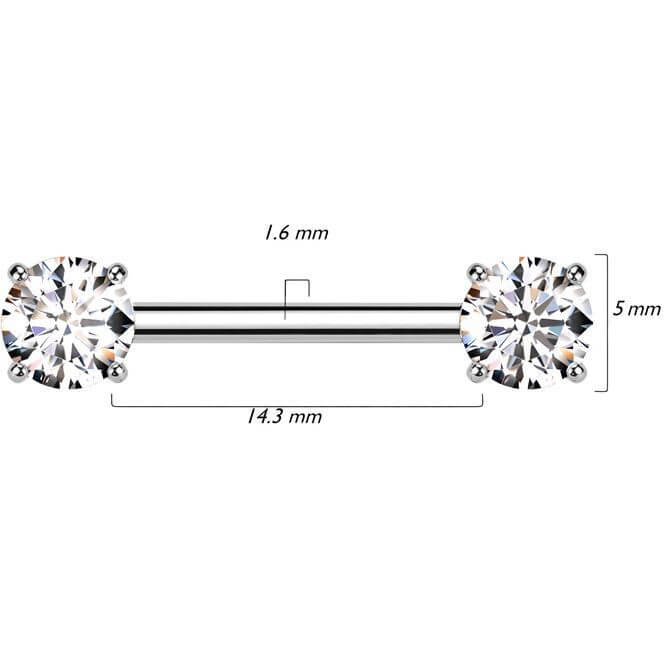 Titanium Barbell prong setting zirconia Push-In