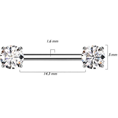 Titanium Barbell prong setting zirconia Push-In