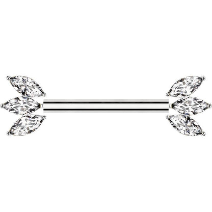 Titanium Nipple Piercing marquise cut zirconia Push-In