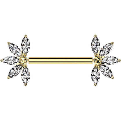 Titanium Nipple Piercing flower zirconia marquise cut Push-In