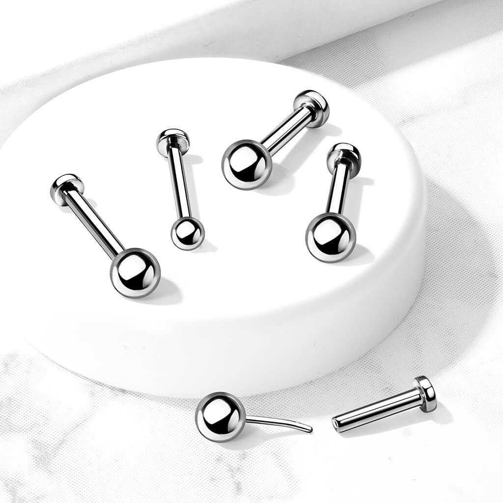 Titanium Labret Ball Silver Push-In